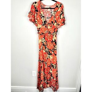 Anthropologie Able The Label Maxi Dress Medium Cottagecore Boho Ruched